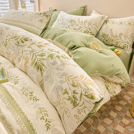 绵庭家纺 2025新款12868全棉套件单品系列二四件套 沐雅清风