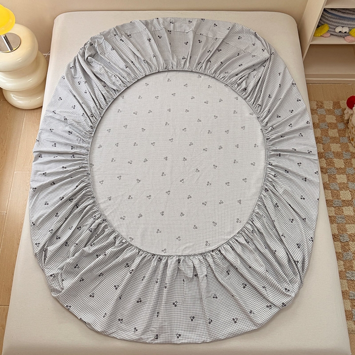 91家纺网 家纺一手货源 找家纺 2025新款12868全棉套件单品系列二单床笠 樱姿-灰