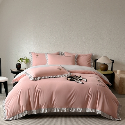 91家纺网 家纺一手货源 找家纺 （总）汣沐生活 2025新款亲肤绣花花边四件套