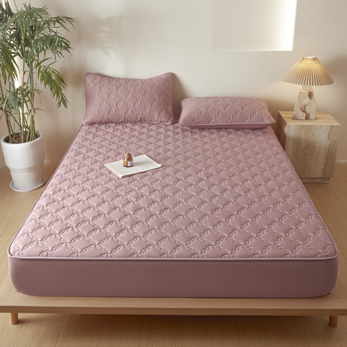 91家纺网 家纺一手货源 找家纺 雪云美2025新款全棉夹棉床笠13372斜纹A类纯棉床罩可定制尺寸-风车款 风车-幸福棕红