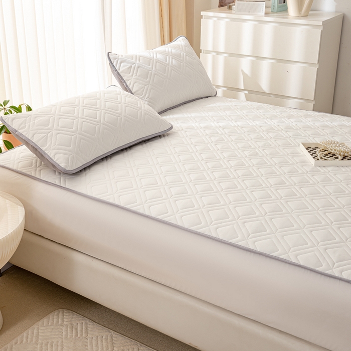 91家纺网 家纺一手货源 找家纺 云玲时尚 2025新款三防磨毛防水夹棉单人枕套 奶白