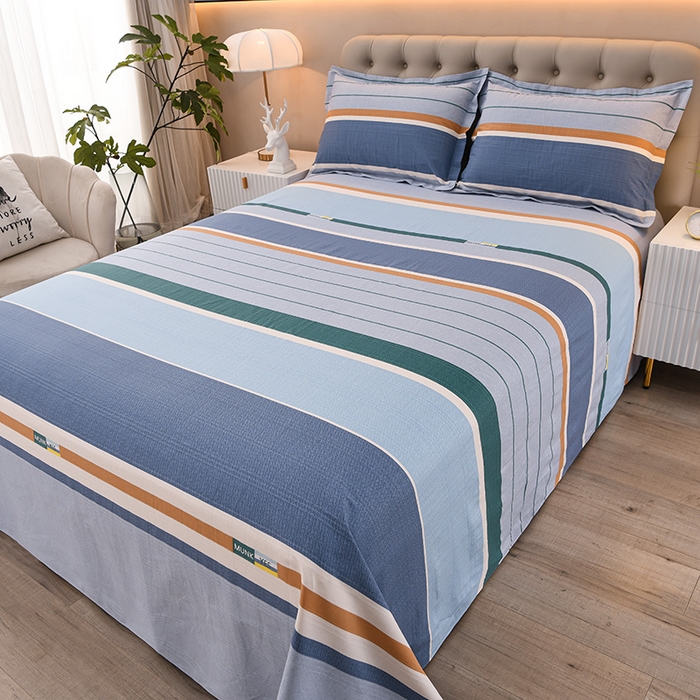 91家纺网 家纺一手货源 找家纺 润淳家居 2025新款老粗布三件套及单品 条致 蓝