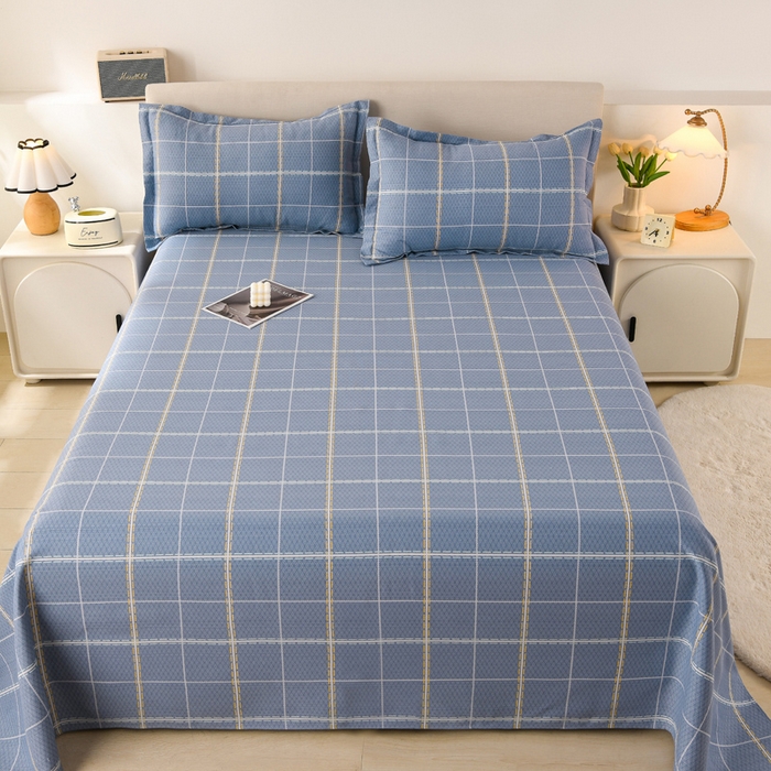 91家纺网 家纺一手货源 找家纺 润淳家居 2025新款老粗布三件套及单品 浪漫格 蓝