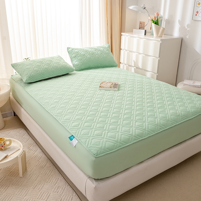 91家纺网 家纺一手货源 找家纺 云玲时尚 2025新款三防磨毛防水夹棉单人枕套 果绿