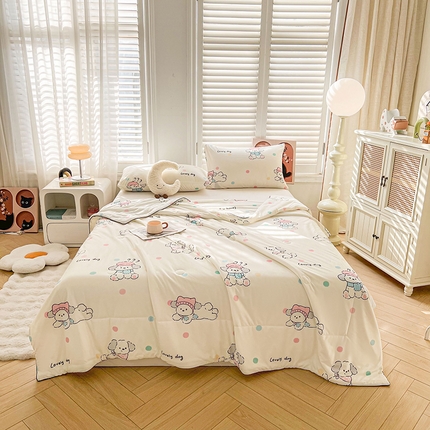 91家纺网 家纺一手货源 找家纺 欢乐季  2025新款7A抗菌针织棉大豆夏被 萌宠