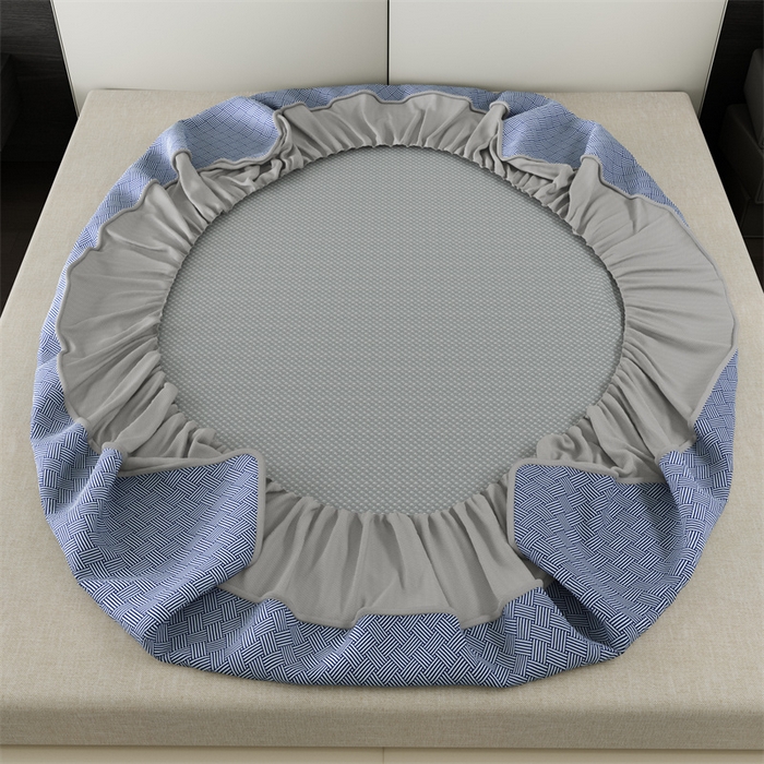 91家纺网 家纺一手货源 找家纺 叠派家纺  2025新款5A抗菌A类冰丝凉席-饼干花熊猫款 床笠-熊猫-蓝色