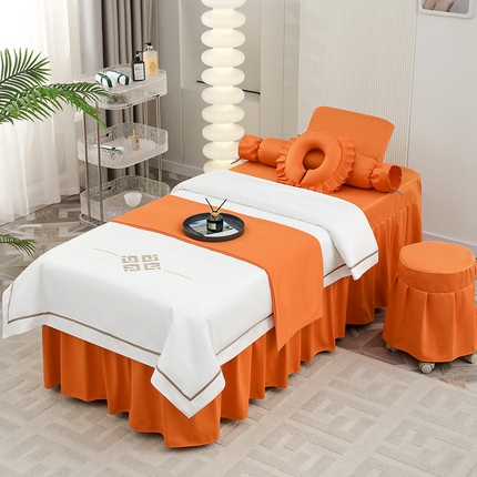 千姿坊 2025新款床罩四件套-倾城 倾城-橘色+白