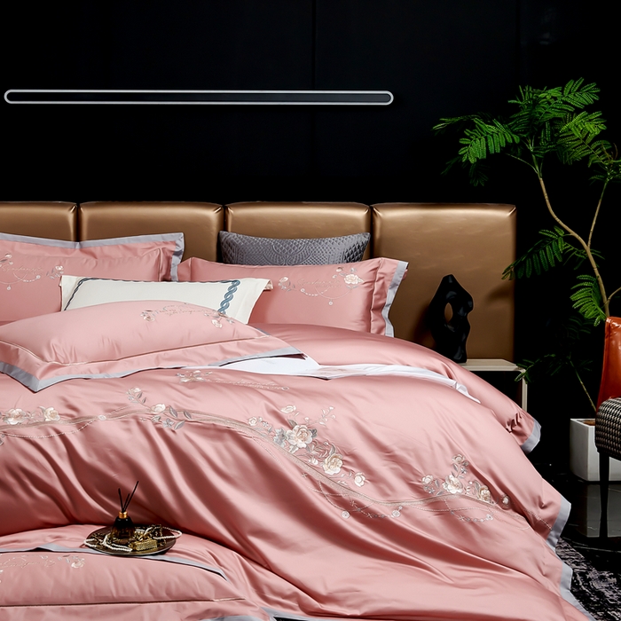 91家纺网 家纺一手货源 找家纺 （总）U品汇 2025新品120支60s双股贡缎长绒棉重工刺绣花纯棉全棉四件套