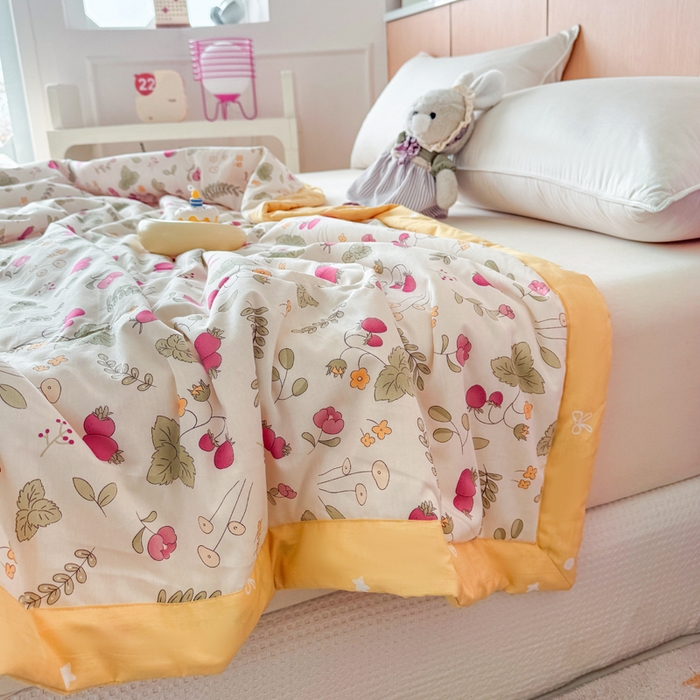 91家纺网 家纺一手货源 找家纺 宜梦家居【需要买家秀请联系老板】 2025新款双面纯棉夏被夏凉被系列 爱的莓莉