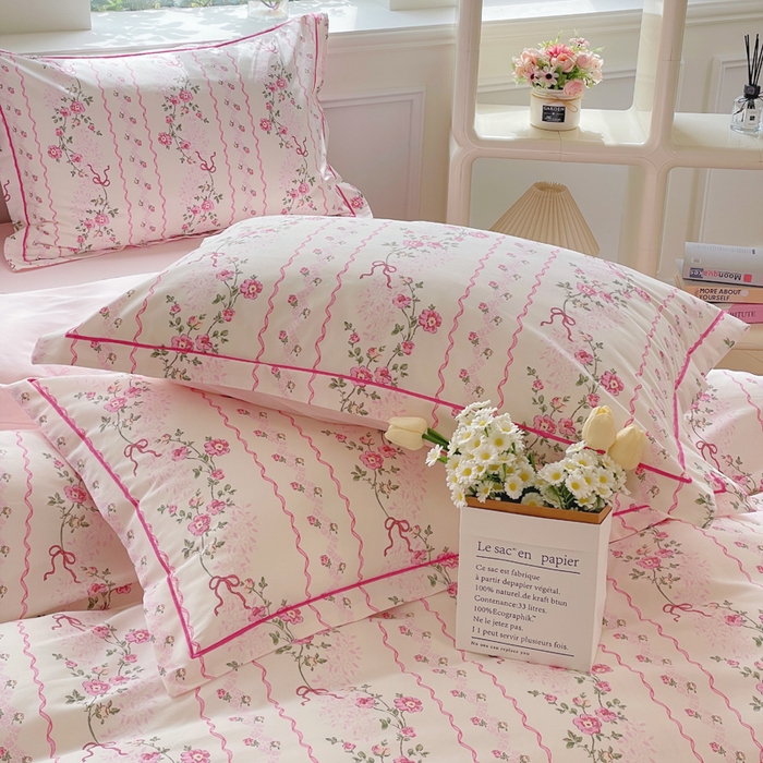 91家纺网 家纺一手货源 找家纺 铭博家纺 新款直播爆款网红全棉四件套13070印花吊边一字绣纯棉被套工艺款 潮汐心语