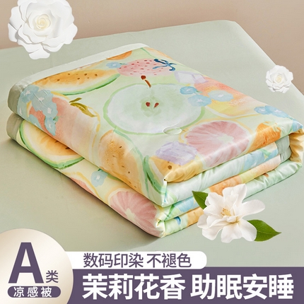 91家纺网 家纺一手货源 找家纺 兴邦 2026新款直播爆款夏被花香凉感数码印花夏凉被空调被可机洗被芯 水果派