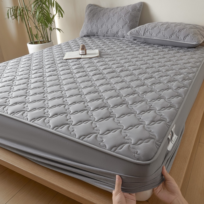 91家纺网 家纺一手货源 找家纺 （总）雪云美2025新款全棉夹棉床笠13372斜纹A类纯棉床罩可定制尺寸-风车款