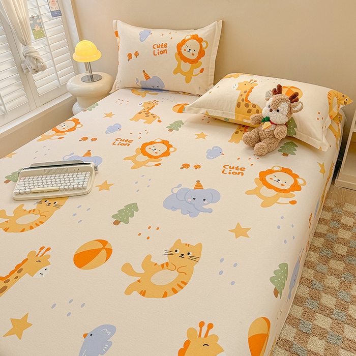 91家纺网 家纺一手货源 找家纺 绵庭家纺 2025新款12868全棉套件单品系列二单床单 狮子乐园