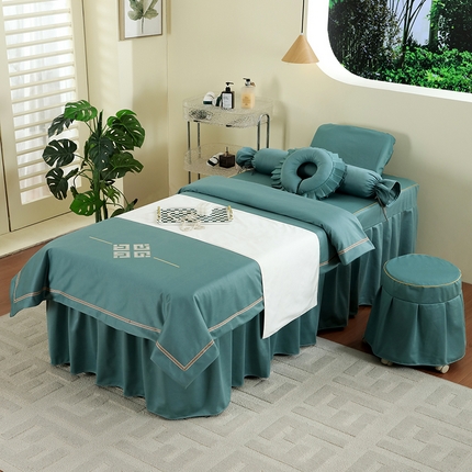 91家纺网 家纺一手货源 找家纺 千姿坊 2025新款床罩四件套-倾城 倾城-孔雀绿