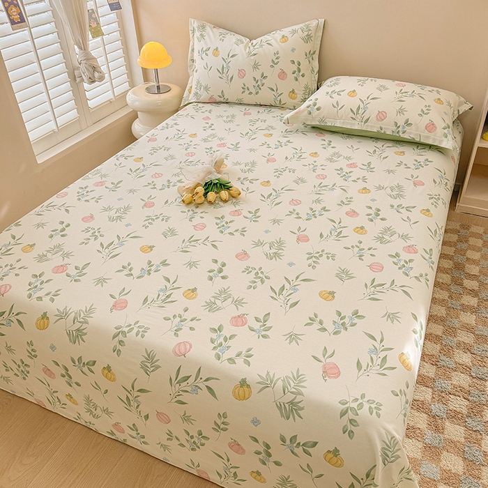 91家纺网 家纺一手货源 找家纺 绵庭家纺 2025新款12868全棉套件单品系列二单床单 轻婉花语