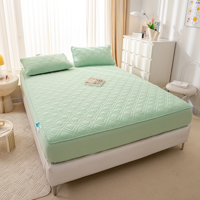 91家纺网 家纺一手货源 找家纺 云玲时尚 2025新款三防磨毛防水夹棉单人枕套 果绿