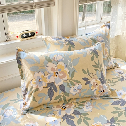 91家纺网 家纺一手货源 找家纺 （总）世爵2025春夏新款全棉纯棉印花小清新单品系列单枕套 枕套单件