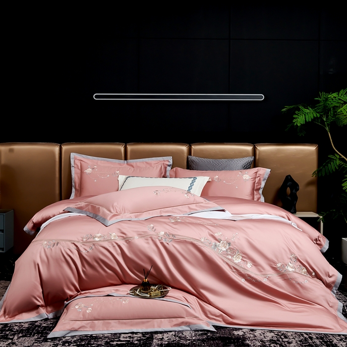 91家纺网 家纺一手货源 找家纺 （总）U品汇 2025新品120支60s双股贡缎长绒棉重工刺绣花纯棉全棉四件套