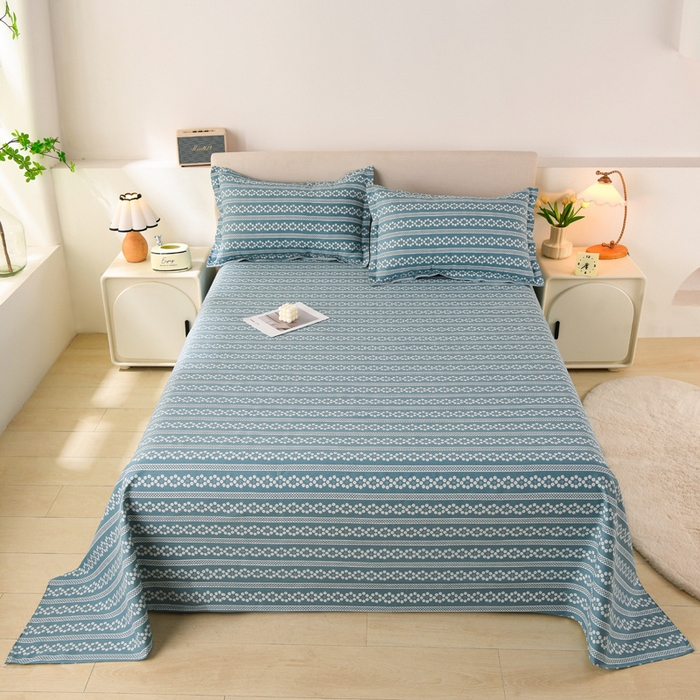 91家纺网 家纺一手货源 找家纺 润淳家居 2025新款老粗布三件套及单品 花条时尚 蓝