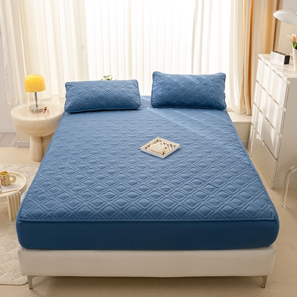 云玲时尚 2025新款三防磨毛防水夹棉单人枕套 牛仔蓝