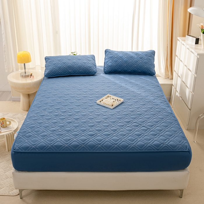 91家纺网 家纺一手货源 找家纺 云玲时尚 2025新款三防磨毛防水夹棉单人枕套 牛仔蓝