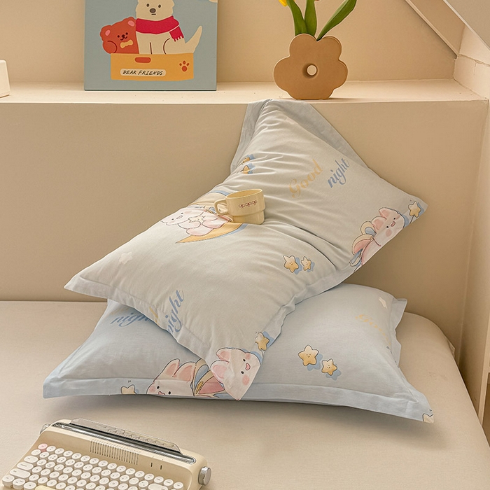 91家纺网 家纺一手货源 找家纺 绵庭家纺 2025新款12868全棉套件单品系列二四件套 月亮兔