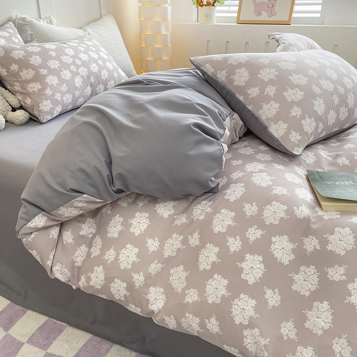 91家纺网 家纺一手货源 找家纺 汣沐生活 2025新款针织棉印花款四件套 时宜-灰