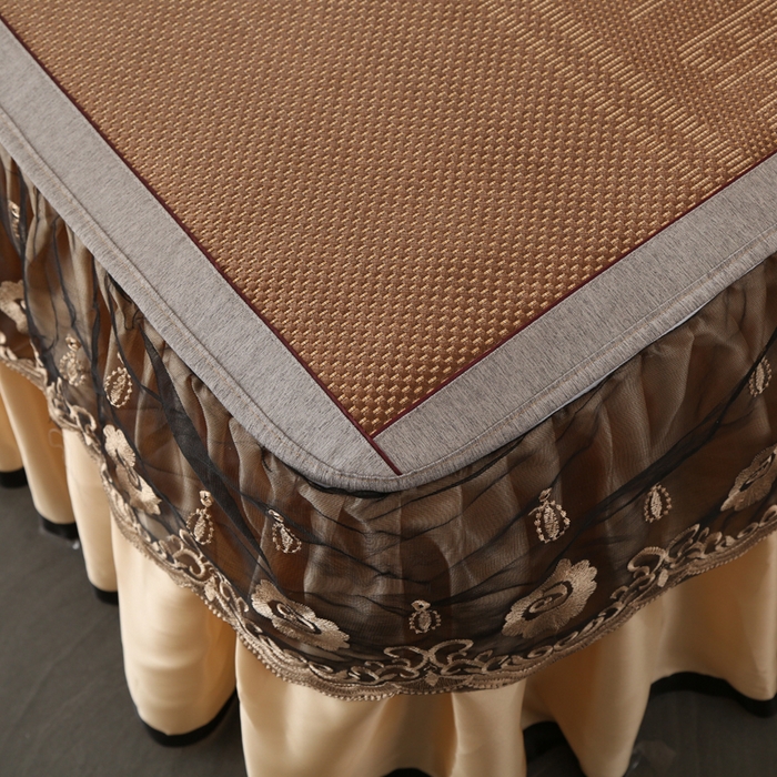 91家纺网 家纺一手货源 找家纺 能好家纺 2025新款提花冰藤席凉席床裙款 格调咖