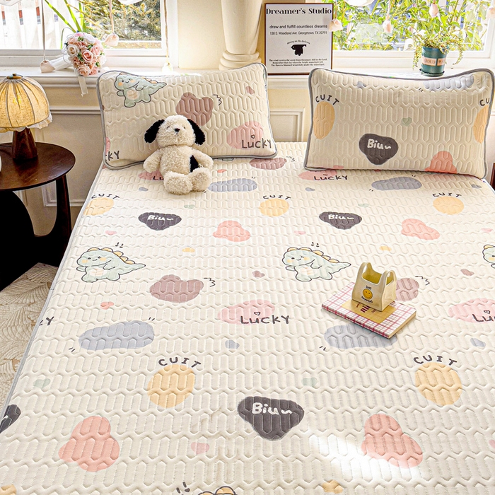 91家纺网 家纺一手货源 找家纺 富馨莱 2025新款A类凉感丝空气纤维凉席床笠款 萌萌龙