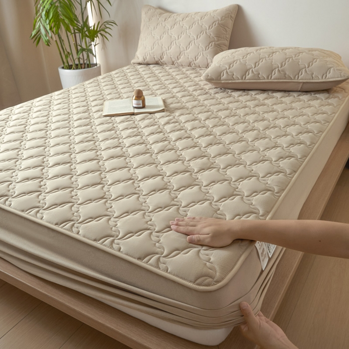 91家纺网 家纺一手货源 找家纺 雪云美2025新款全棉夹棉床笠13372斜纹A类纯棉床罩可定制尺寸-风车款 风车-健康驼