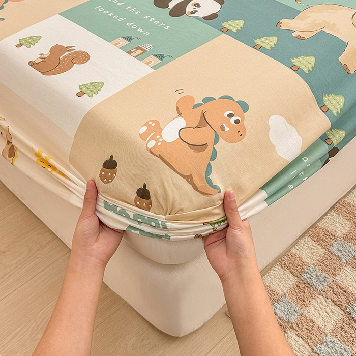 91家纺网 家纺一手货源 找家纺 2025新款12868全棉套件单品系列二单床笠 玩趣森林