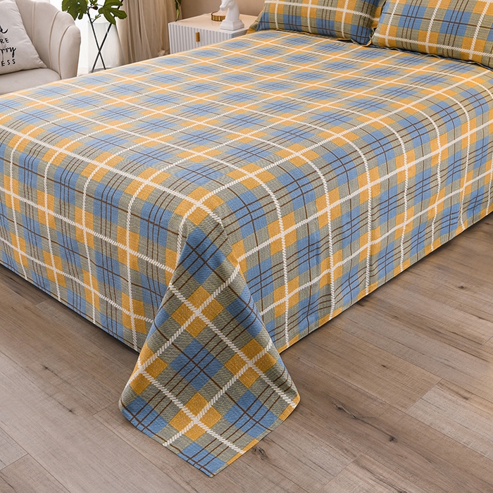 91家纺网 家纺一手货源 找家纺 润淳家居 2025新款老粗布三件套及单品 欢乐格 黄