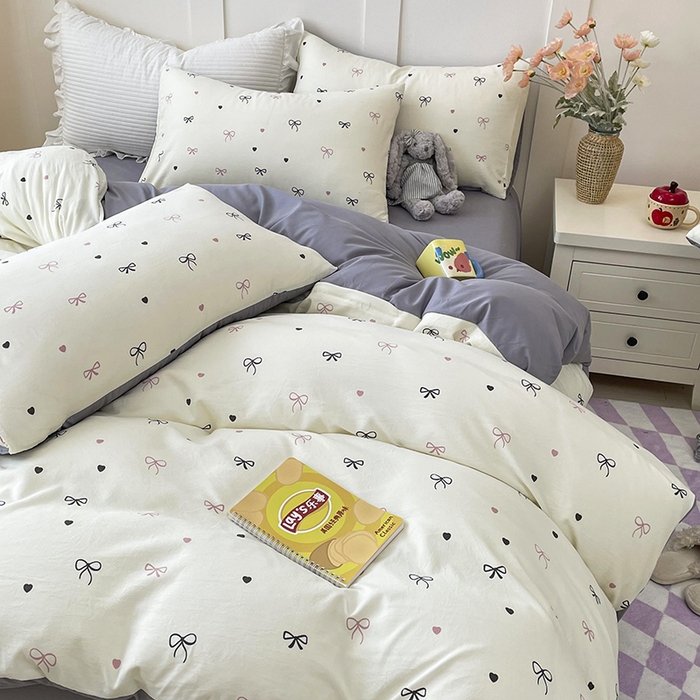 91家纺网 家纺一手货源 找家纺 汣沐生活 2025新款针织棉印花款四件套 小美满