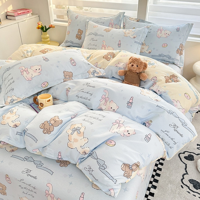 91家纺网 家纺一手货源 找家纺 绵庭家纺 2025新款12868全棉套件单品系列二四件套 奶油阿布-蓝