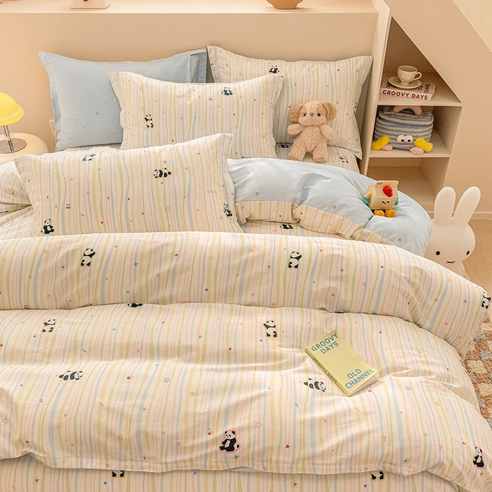 91家纺网 家纺一手货源 找家纺 绵庭家纺 2025新款12868全棉套件单品系列二四件套 懒萌潘达