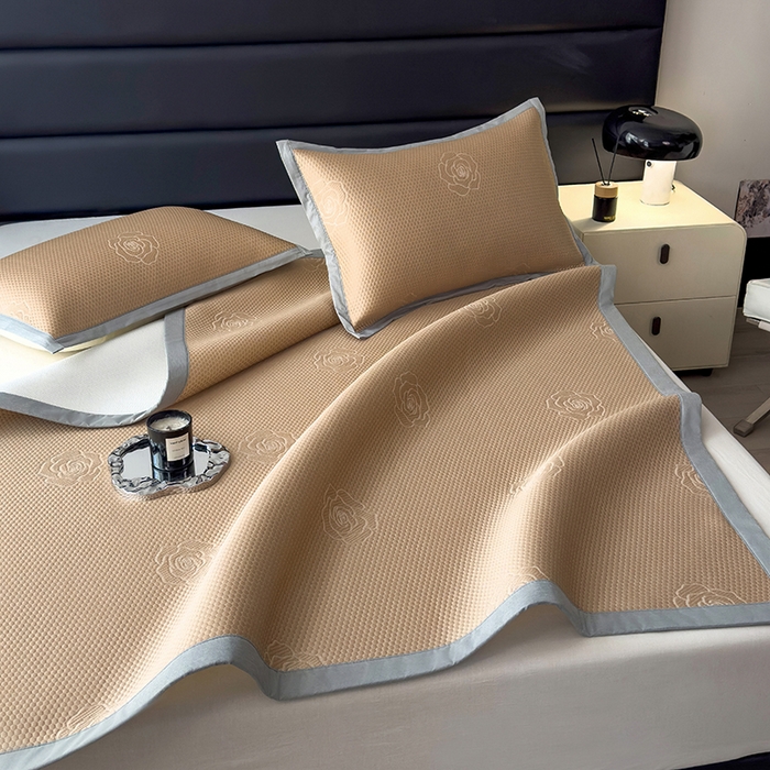 91家纺网 家纺一手货源 找家纺 欧邦 2025新款A类3D立体提花冰豆豆凉席 冰豆豆-摩卡咖