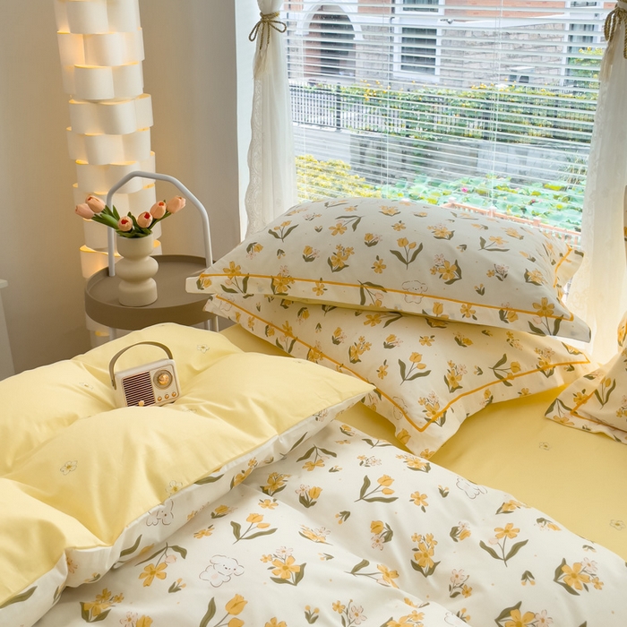 91家纺网 家纺一手货源 找家纺 铭博家纺 新款直播爆款网红全棉四件套13070印花吊边一字绣纯棉被套工艺款 花园兔