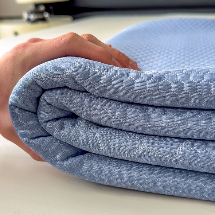 91家纺网 家纺一手货源 找家纺 欧邦 2025新款A类3D提花冰豆豆床笠款凉席 床笠款-蓝灰