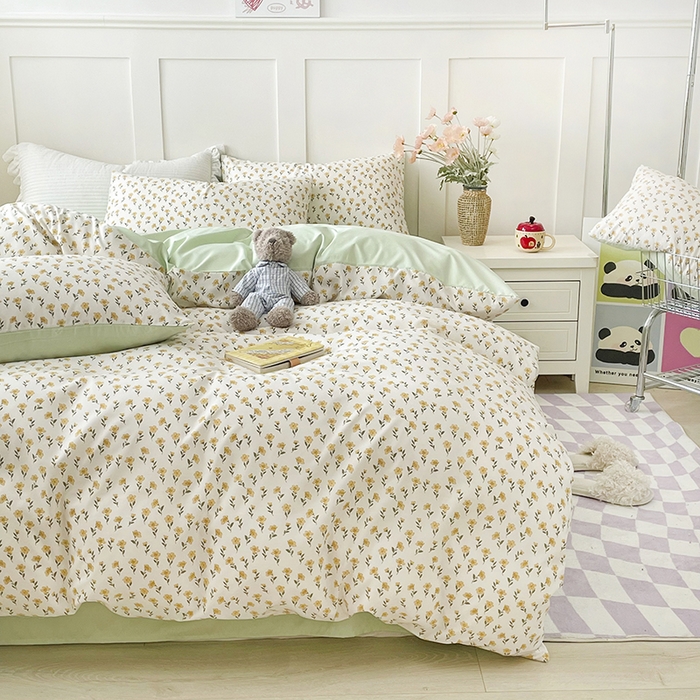 91家纺网 家纺一手货源 找家纺 汣沐生活 2025新款针织棉印花款四件套 舒芙蕾