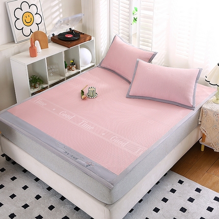 91家纺网 家纺一手货源 找家纺 （总）席万佳 2025新款A类高克重凉感冰豆豆凉席软席子凉席三件套-绑带款