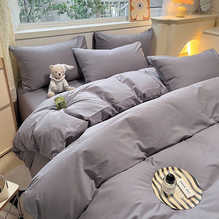 91家纺网 家纺一手货源 找家纺 卡巴伦家纺 2025新款40支纯棉A类水洗棉四件套风格2 水晶灰