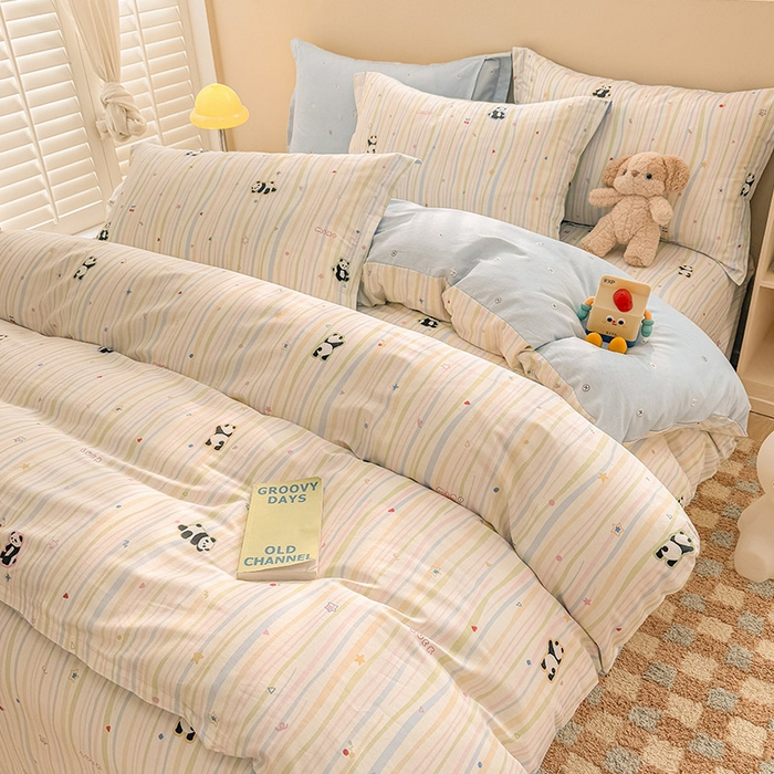 91家纺网 家纺一手货源 找家纺 绵庭家纺 2025新款12868全棉套件单品系列二四件套 懒萌潘达