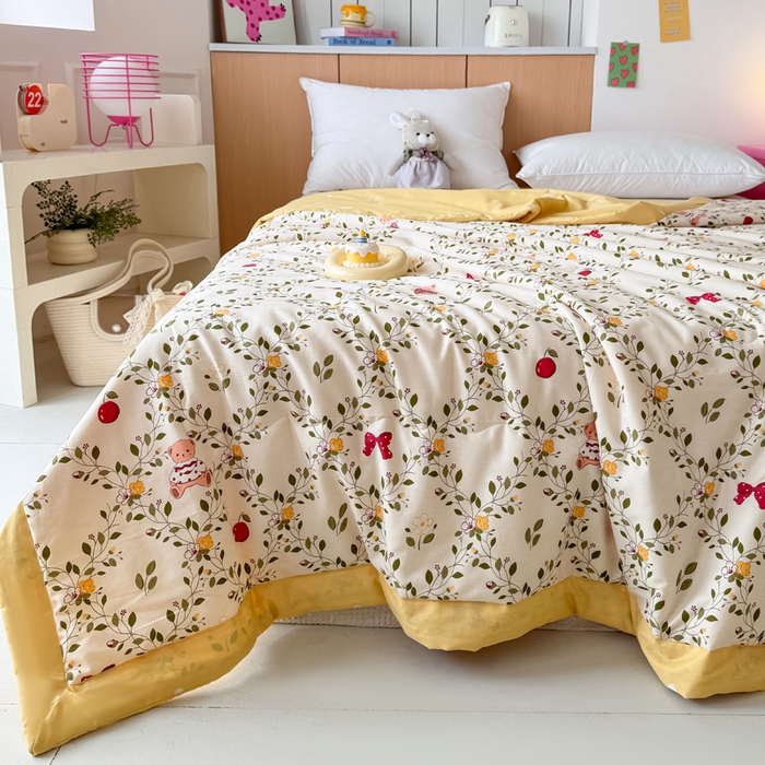 91家纺网 家纺一手货源 找家纺 宜梦家居【需要买家秀请联系老板】 2025新款双面纯棉夏被夏凉被系列 蝴蝶小熊