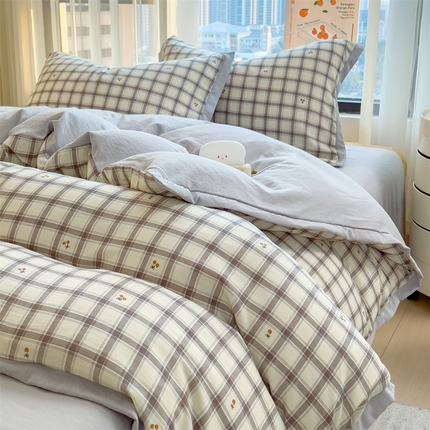 91家纺网 家纺一手货源 找家纺 （总）兄弟坊 2025新款小清新四层纱印花四件套