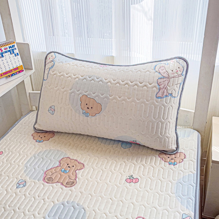 91家纺网 家纺一手货源 找家纺 富馨莱 2025新款A类凉感丝空气纤维凉席学生款 蝴蝶结小兔