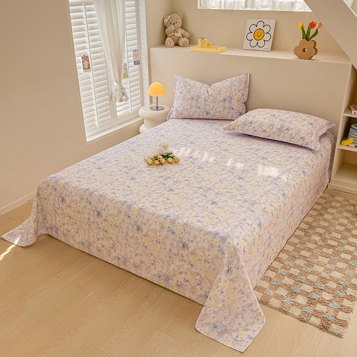 91家纺网 家纺一手货源 找家纺 绵庭家纺 2025新款12868全棉套件单品系列二单床单 香颂蝶舞