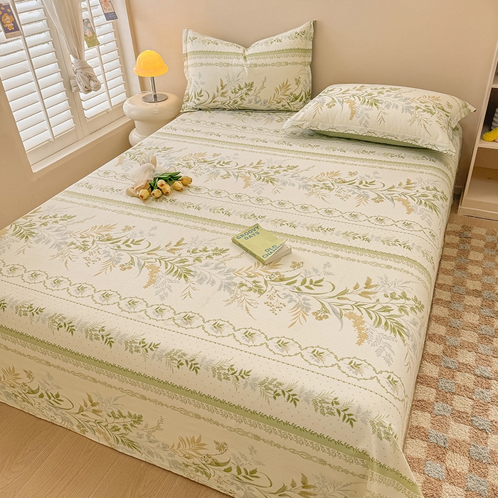 91家纺网 家纺一手货源 找家纺 绵庭家纺 2025新款12868全棉套件单品系列二单床单 沐雅清风