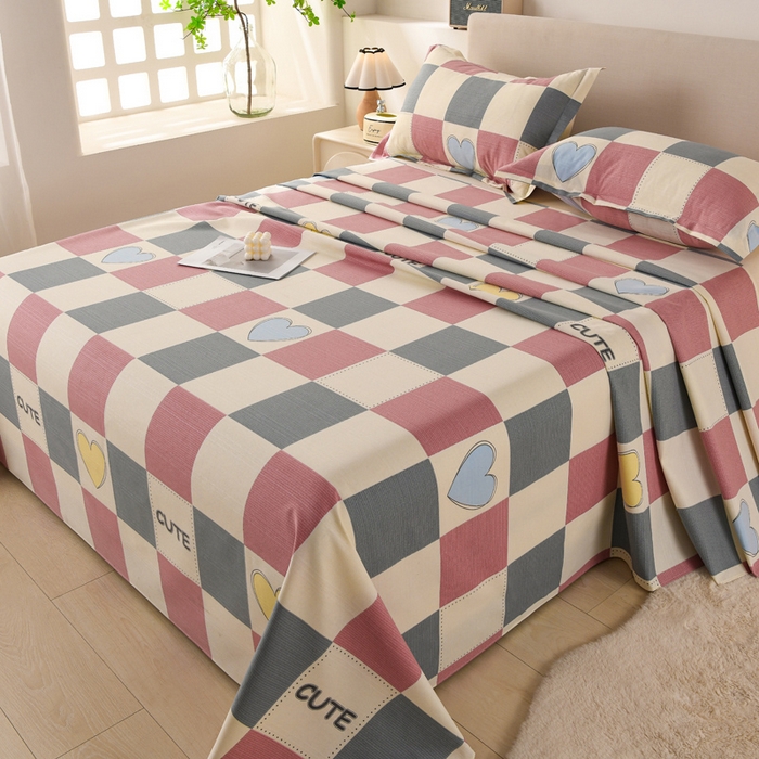 91家纺网 家纺一手货源 找家纺 润淳家居 2025新款老粗布三件套及单品 心格爱情