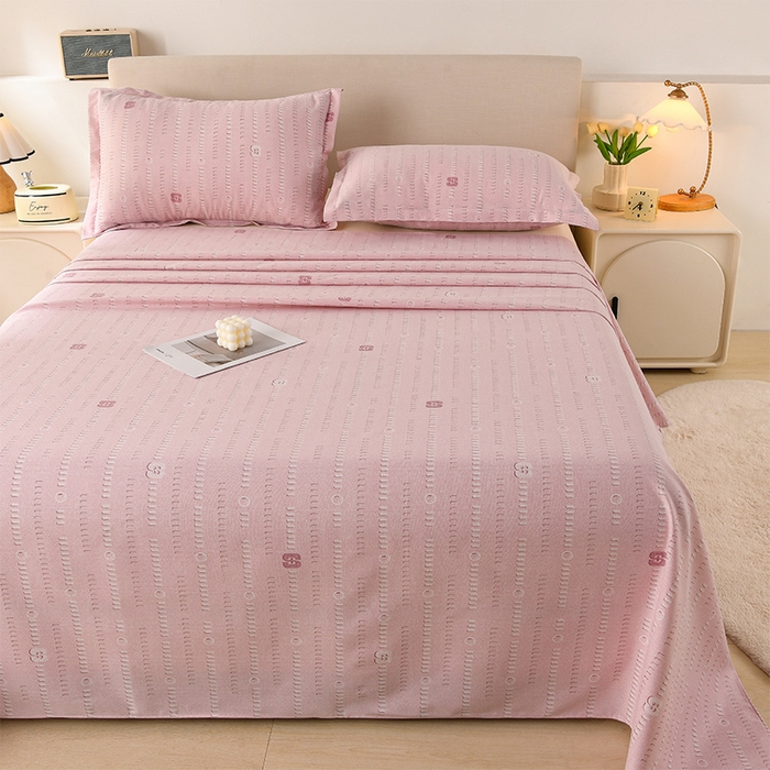 91家纺网 家纺一手货源 找家纺 润淳家居 2025新款老粗布三件套及单品 情话 豆沙