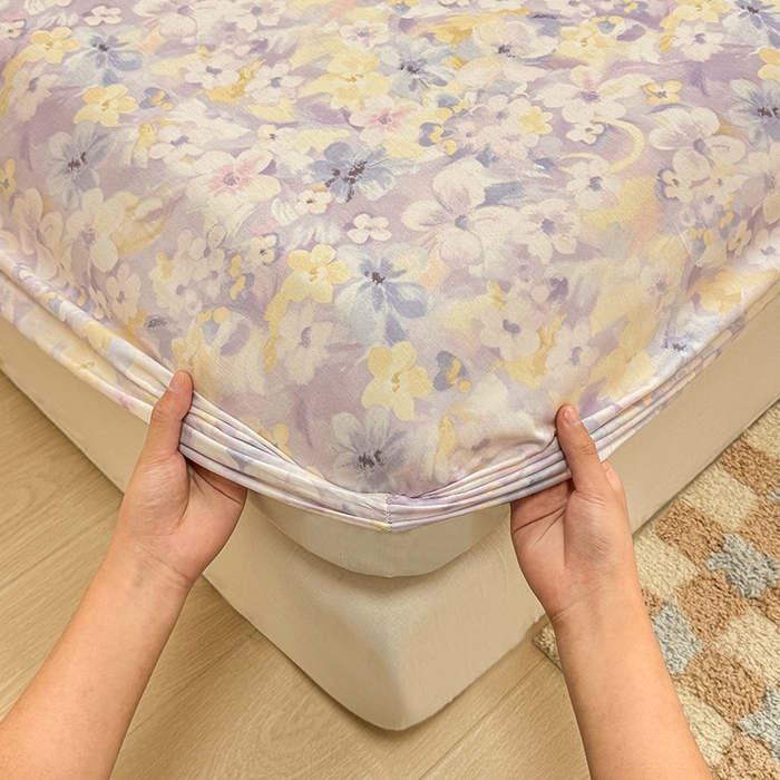 91家纺网 家纺一手货源 找家纺 2025新款12868全棉套件单品系列二单床笠 香颂蝶舞